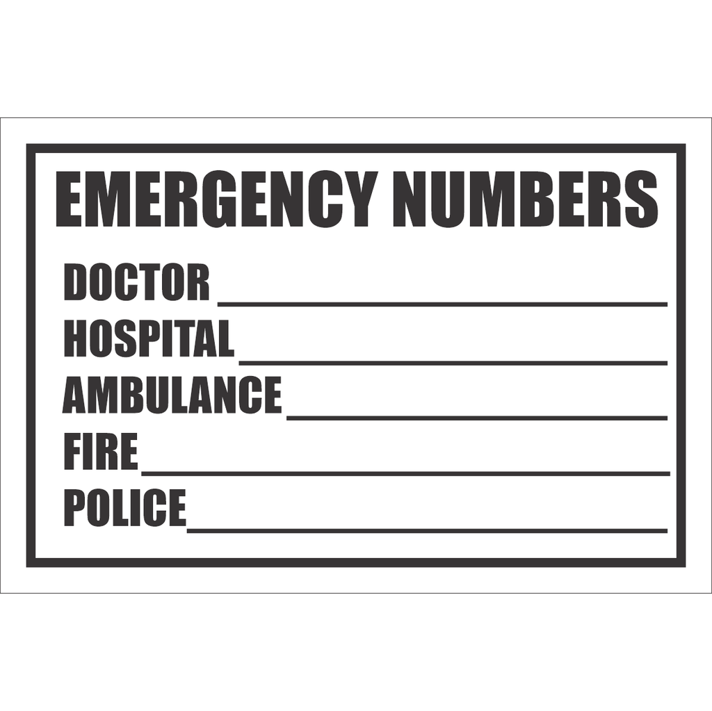 B12 - Emergency Numbers Sign