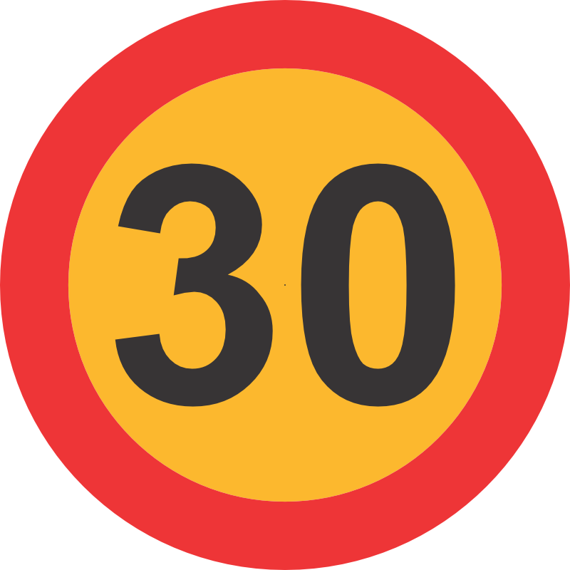 C-HC10 - 30Km Reflective Speed limit Sticker - 190mm