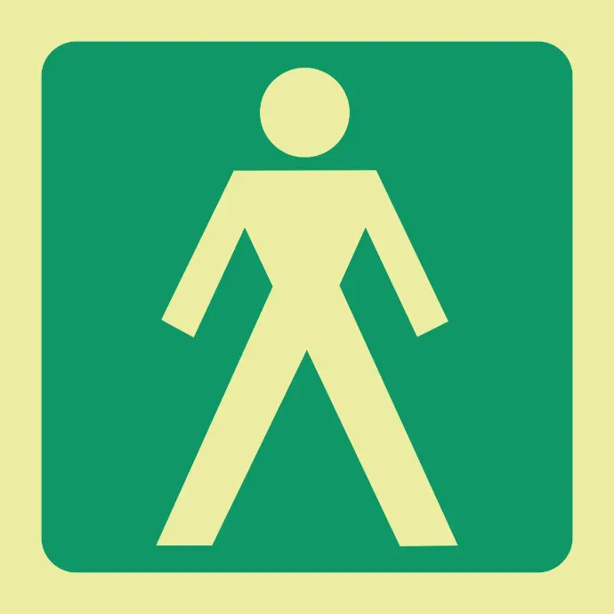 E26 - SABS Photoluminescent men's (male) toilet safety sign