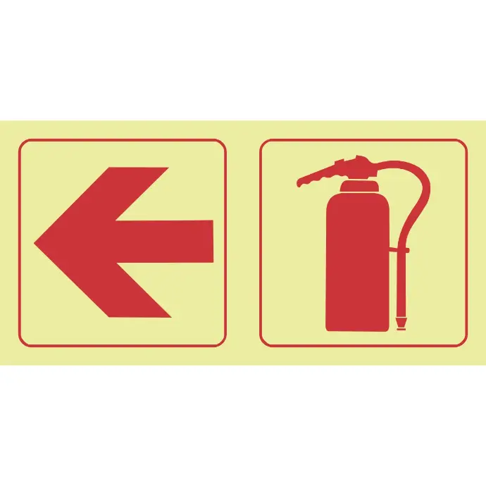 F16 - SABS Arrow left, fire extinguisher photoluminescent safety sign