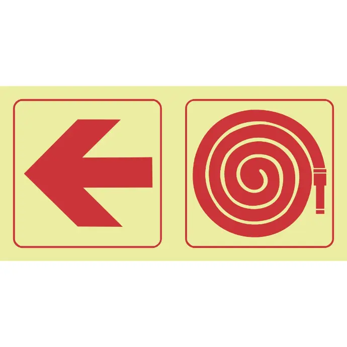 F17 - SABS Arrow left, fire hose reel photoluminescent safety sign