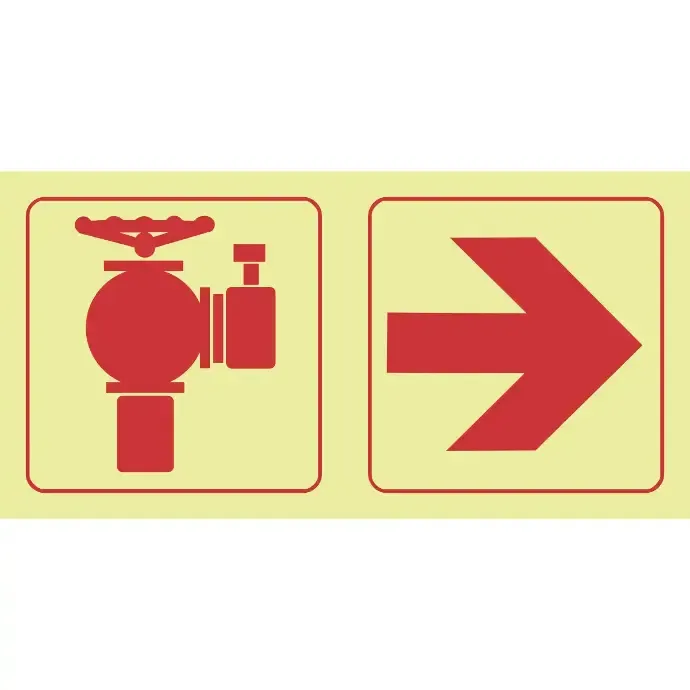 F21 - SABS Fire hydrant, arrow right photoluminescent safety sign