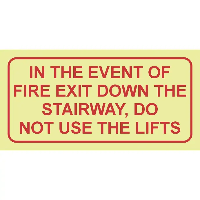 F39 - SABS In the event of a fire photoluminescent safety sign