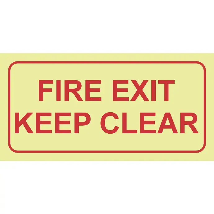 F45 - SABS Fire exit keep clear photoluminescent safety sign