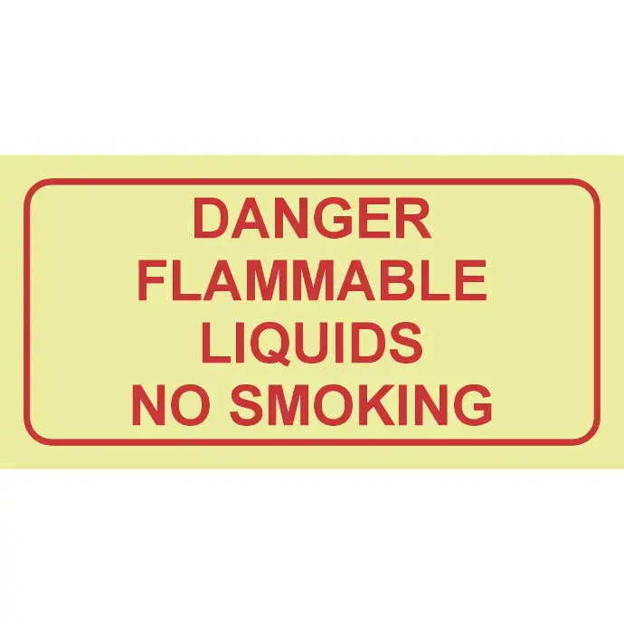 F46 - SABS Danger flammable liquids photoluminescent safety sign