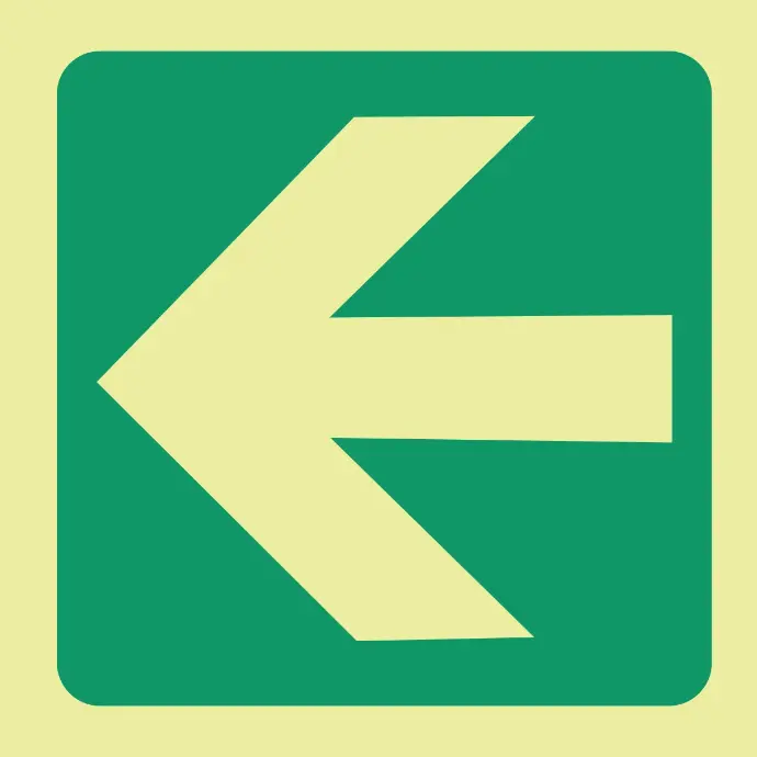 E22 - SABS Photoluminescent green arrow left safety sign