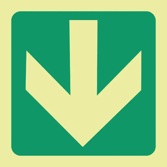 E23 - SABS Photoluminescent green arrow down safety sign