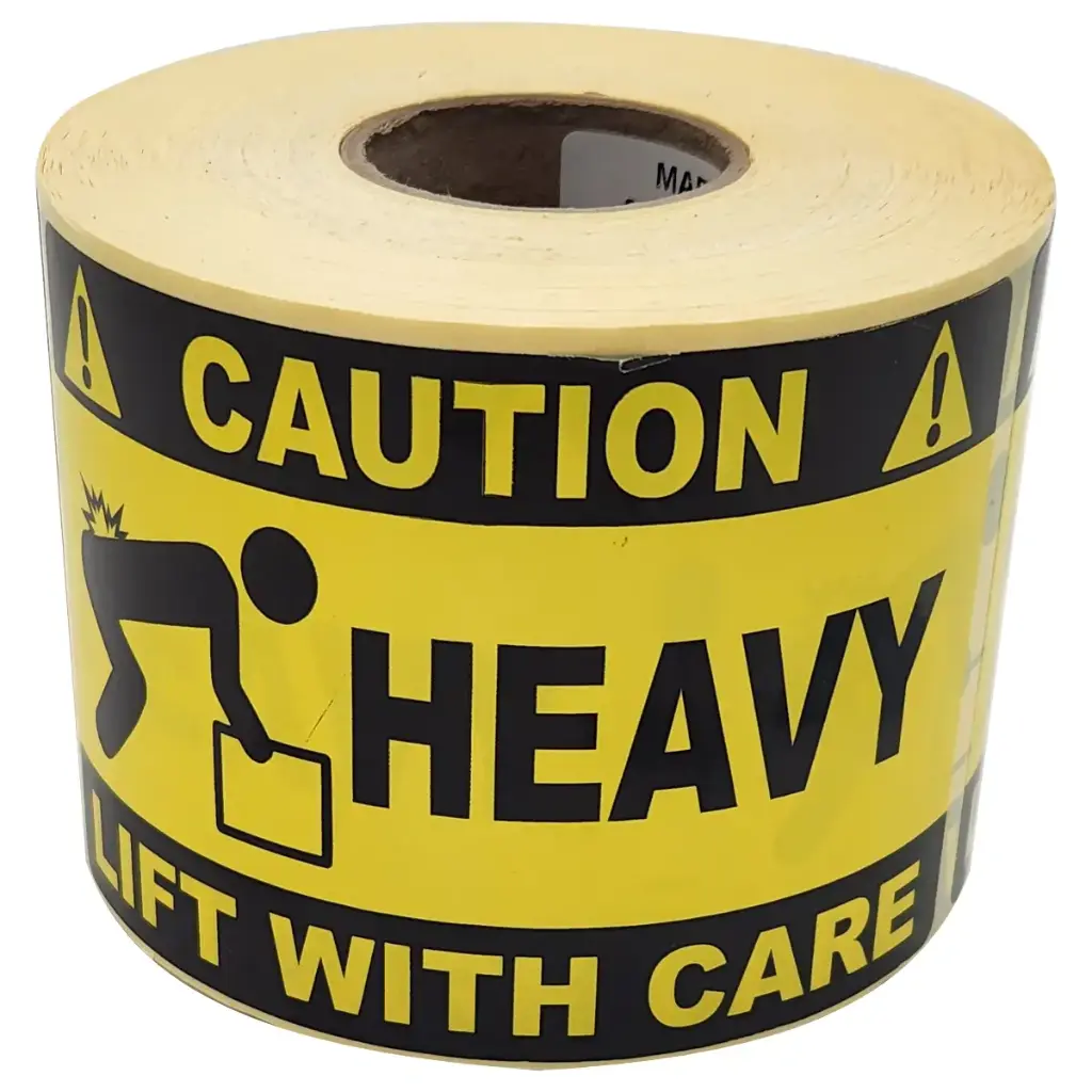 Caution Heavy Label Sticker Roll