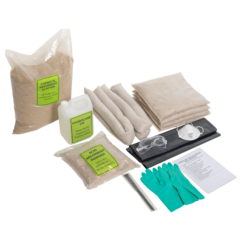 240L Chemical/Acid Wheelie Bin Spill Kit - Semi Refill