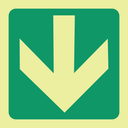 E23 - SABS Photoluminescent green arrow down safety sign