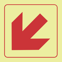 F52 - SABS Diagonal arrow down left photoluminescent safety sign