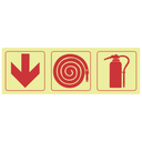 F4 - SABS Arrow Down, Fire Hose Reel, Fire Extinguisher Photoluminescent Sign