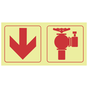 F15 - SABS Arrow down, fire hydrant photoluminescent safety sign