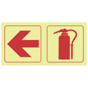 F16 - SABS Arrow left, fire extinguisher photoluminescent safety sign