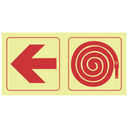 F17 - SABS Arrow left, fire hose reel photoluminescent safety sign