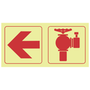 F18 - SABS Arrow left, fire hydrant photoluminescent safety sign