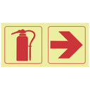 F19 - SABS Fire extinguisher, arrow right photoluminescent safety sign