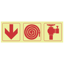 F7 - SABS Arrow down, fire hose reel, fire hydrant photoluminescent safety sign
