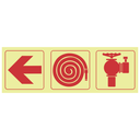 F8 - SABS Arrow left, fire hose reel, fire hydrant photoluminescent safety sign