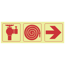 F9 - SABS Fire hydrant, fire hose reel, arrow right photoluminescent safety sign