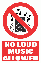 PV36EN - No Loud Music Explanatory Safety Sign