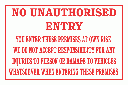 DI6 - No Unauthorised Entry Disclaimer Sign