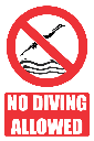 PR1E - No Diving Explanatory Sign