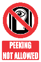 PR36E - No Peeking Sign
