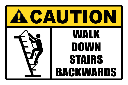 LD39 - Caution Walk Down Backwards Sign