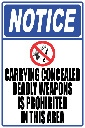 SE14 - Notice Carrying Concealed Weapons Sign