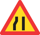 TW330 - Temporary Road Narrows From Left Side Only Road Sign