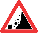 W334 - Falling Rocks From Right Road Sign