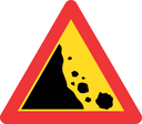 TW335 - Temporary Falling Rocks From Left Road Sign