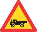 TW345 - Temporary Construction Vehicles Crossing From Right Road Sign