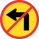 TR209 - Temporary No Left Turn Ahead Road Sign