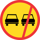 TR214 - Temporary No Overtaking - All Vehicles Road Sign