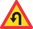 TW207 - Temporary Hairpin Bend (Left) Road Sign