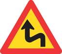 TW211 - Temporary Combined Curves (Left-Right) Road Sign