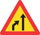 TW215 - Temporary Left Lane Ends Road Sign