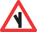 W111 - Sharp Junction (Half Left) Road Sign