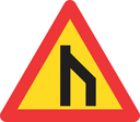 TW117 - Temporary End Of Dual Roadway (To Left) Road Sign