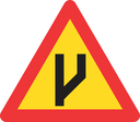 TW118 - Temporary Beginning Of Dual Roadway (To Right) Road Sign