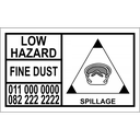 Fine Dust Hazard Hazchem Placard